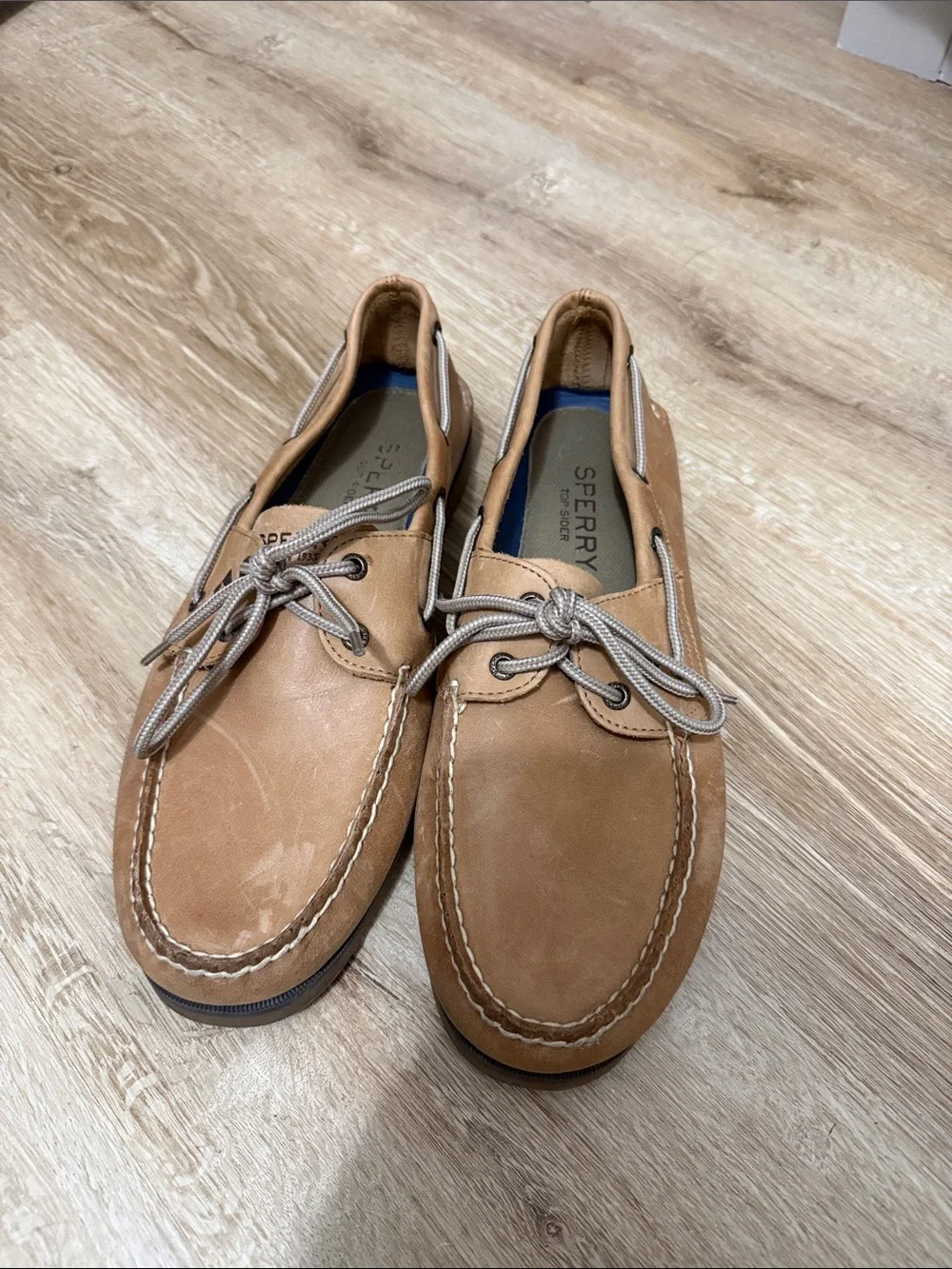 Sperry Men's Tan Leather Moc-Toe Boat Shoes